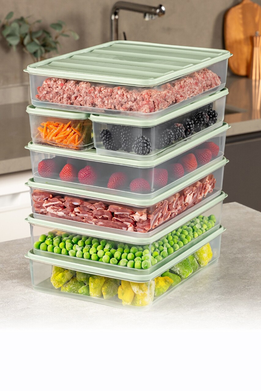 Set recipiente depozitare, Hermia, 964FRM5721, Dimensiune: 23 x 29,5 x 6,5 cm / 3500 ml (5 bucăți), Verde menta - imagine 4